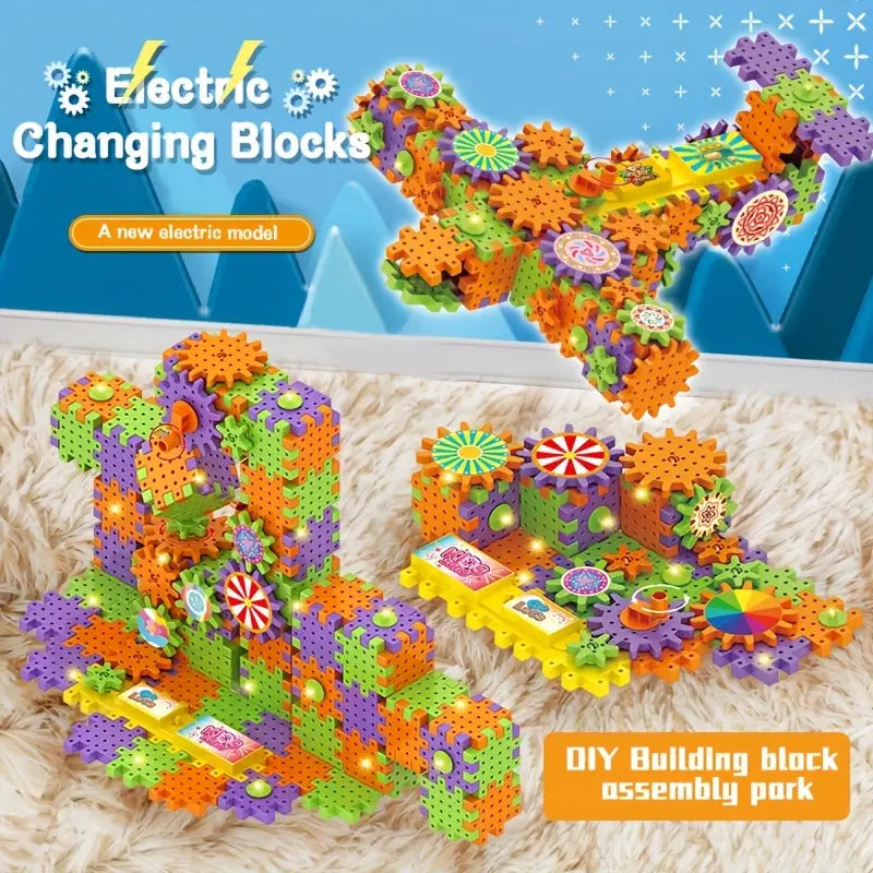 190Pcs DIY Gear Building Blocks With Lights