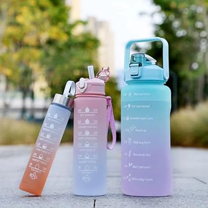 3Pcs Premium Plastic Colorful Water Bottle