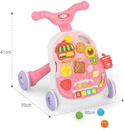 Huanger 2in1 Baby Musical Walker & Activity Table - Pink