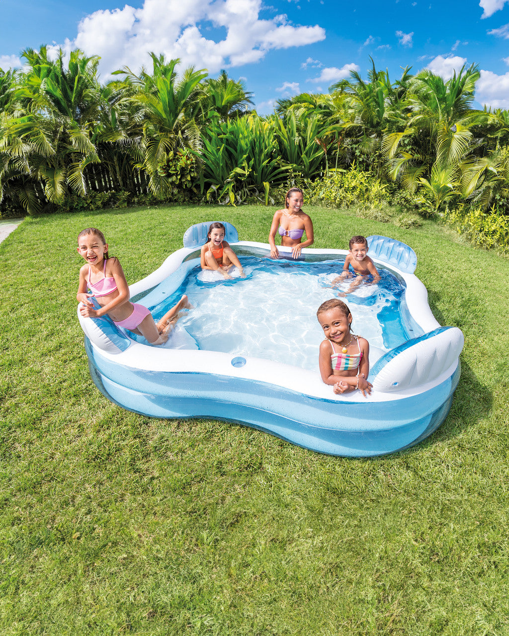 INTEX Swim Centre Square Inflatable Family Lounge Pool (90"x90"x26")