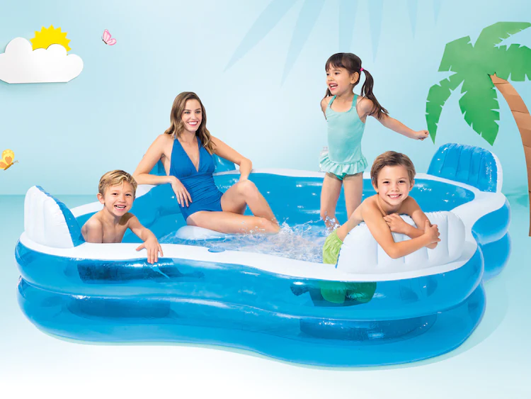 INTEX Swim Centre Square Inflatable Family Lounge Pool (90"x90"x26")