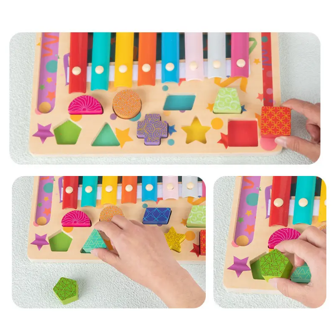 4in1 Wooden Montessori Funny Fishing & Xylophone Game Board