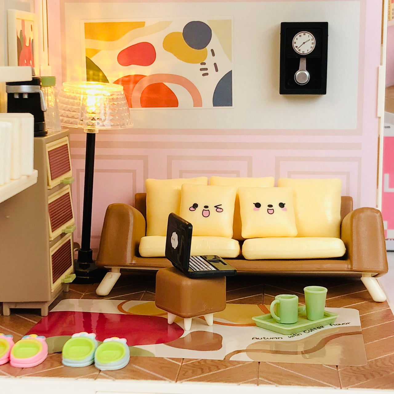 84Pcs DIY Miniature Living Room Play Set