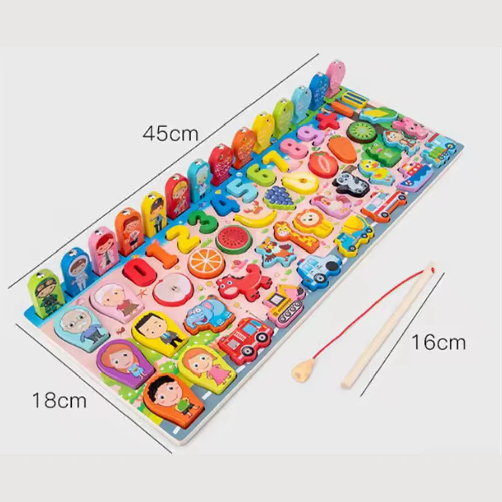 Wooden 6in1 Cartoon Character Fishing Board