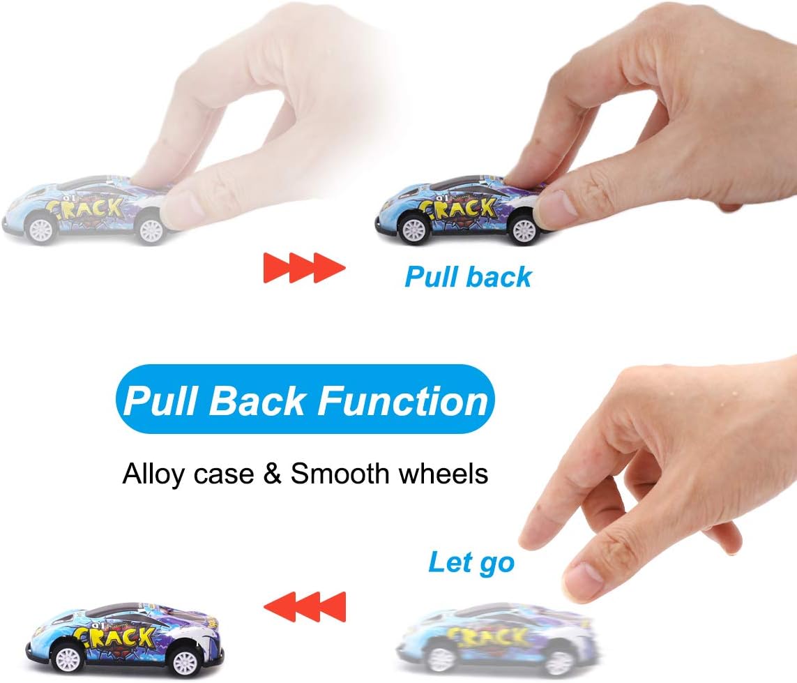 6Pcs Mini Inertial Cars With Road Map - Assortment