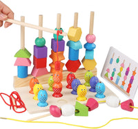 Thumbnail for Wooden Montessori Five Sets Of Pillars & Fishing Game