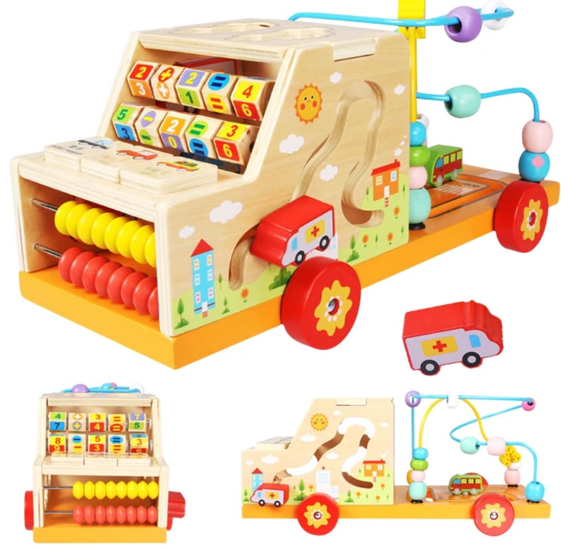 Wooden Multi-functional Puzzle Car