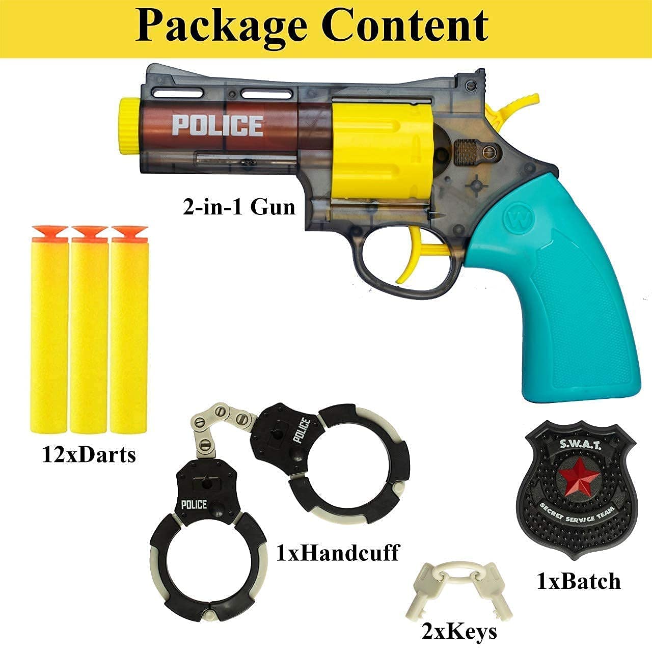 2in1 Manual Water & Soft Bullets Police Revolver Toy