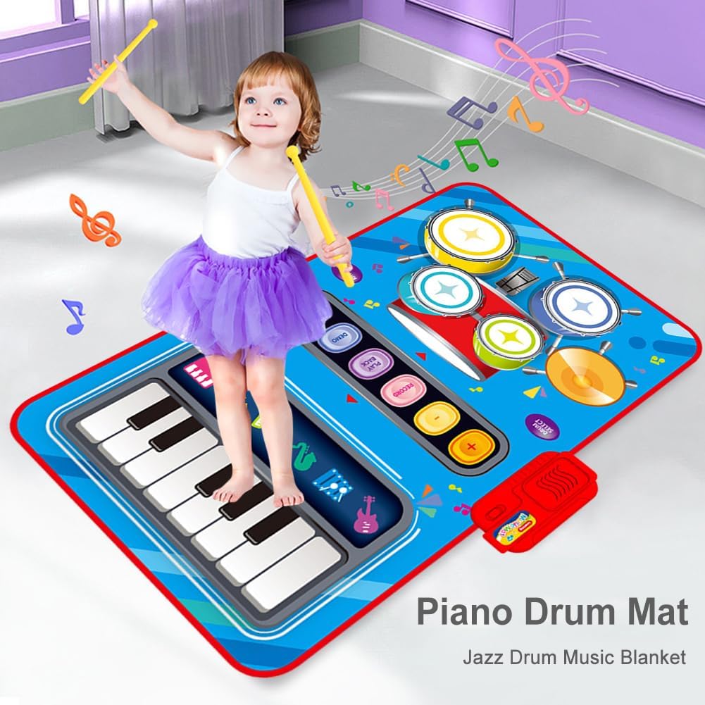 2in1 Electronic Kids Musical Drum Piano Play-Mat