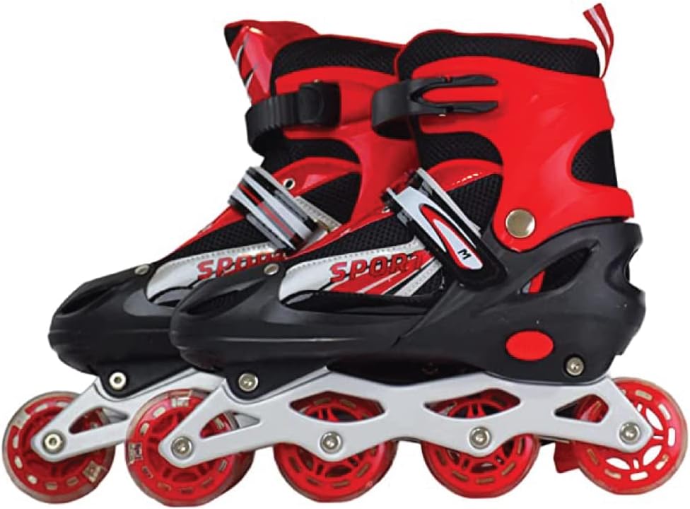 8* Inches Children's Four Wheel Roller Skating Shoes - Red