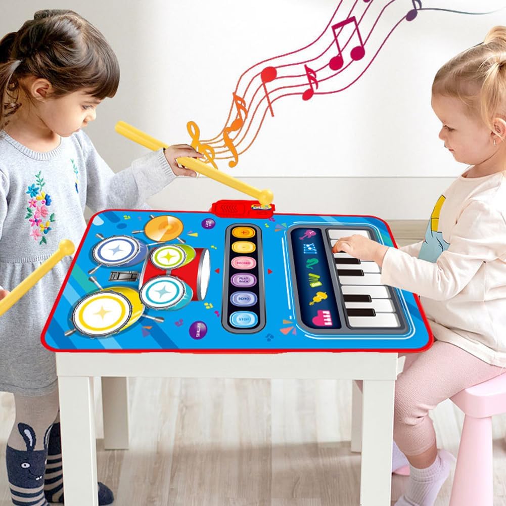 2in1 Electronic Kids Musical Drum Piano Play-Mat