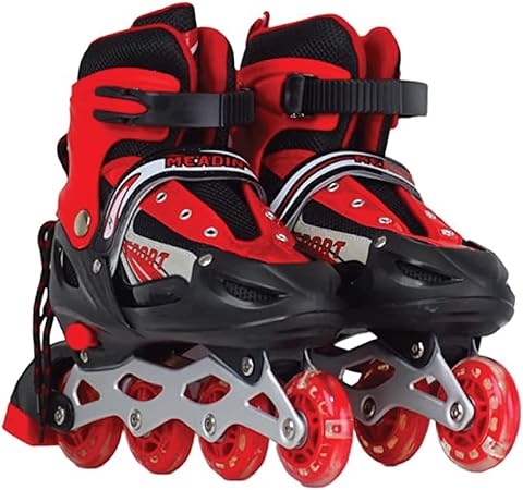 8* Inches Children's Four Wheel Roller Skating Shoes - Red