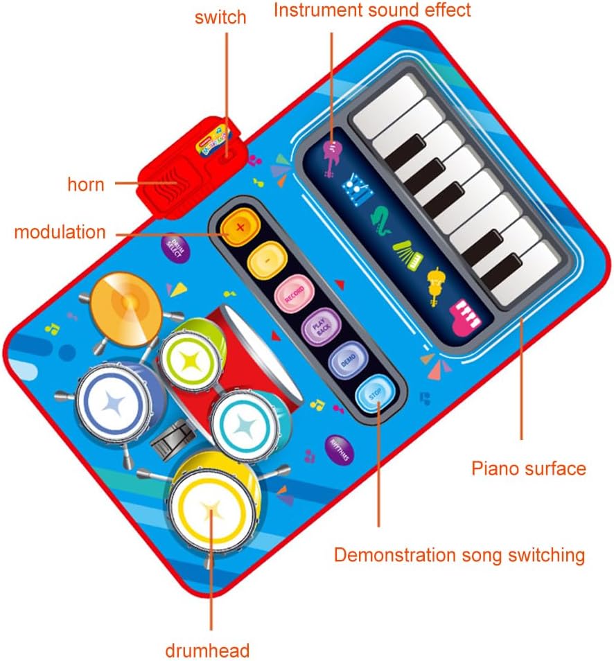 2in1 Electronic Kids Musical Drum Piano Play-Mat