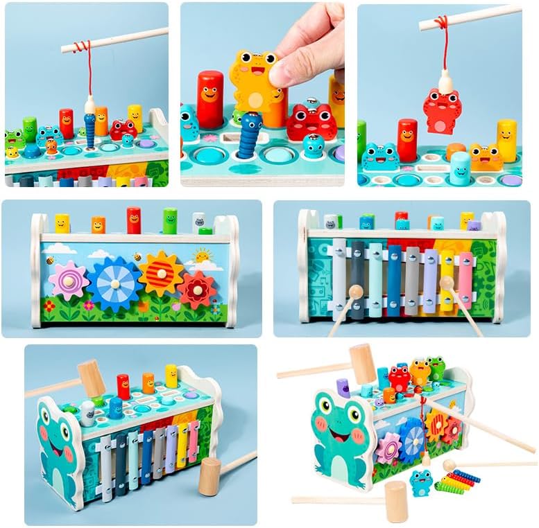 6in1 Wooden Multi-functional Xylophone & Fishing Game