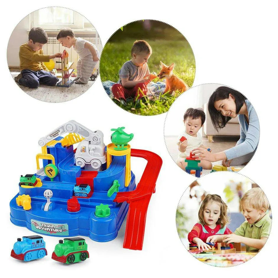 Manual Mechanical Train Adventure Track Set - 2Pcs Assorted Trains