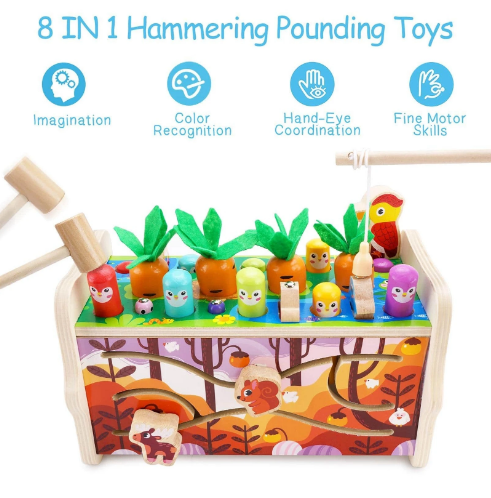 8in1 Wooden Multi-functional Fishing Harvest Turnips Game