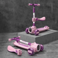 Thumbnail for 3in1 Kids Foldable Scooter With Light & Music - Purple