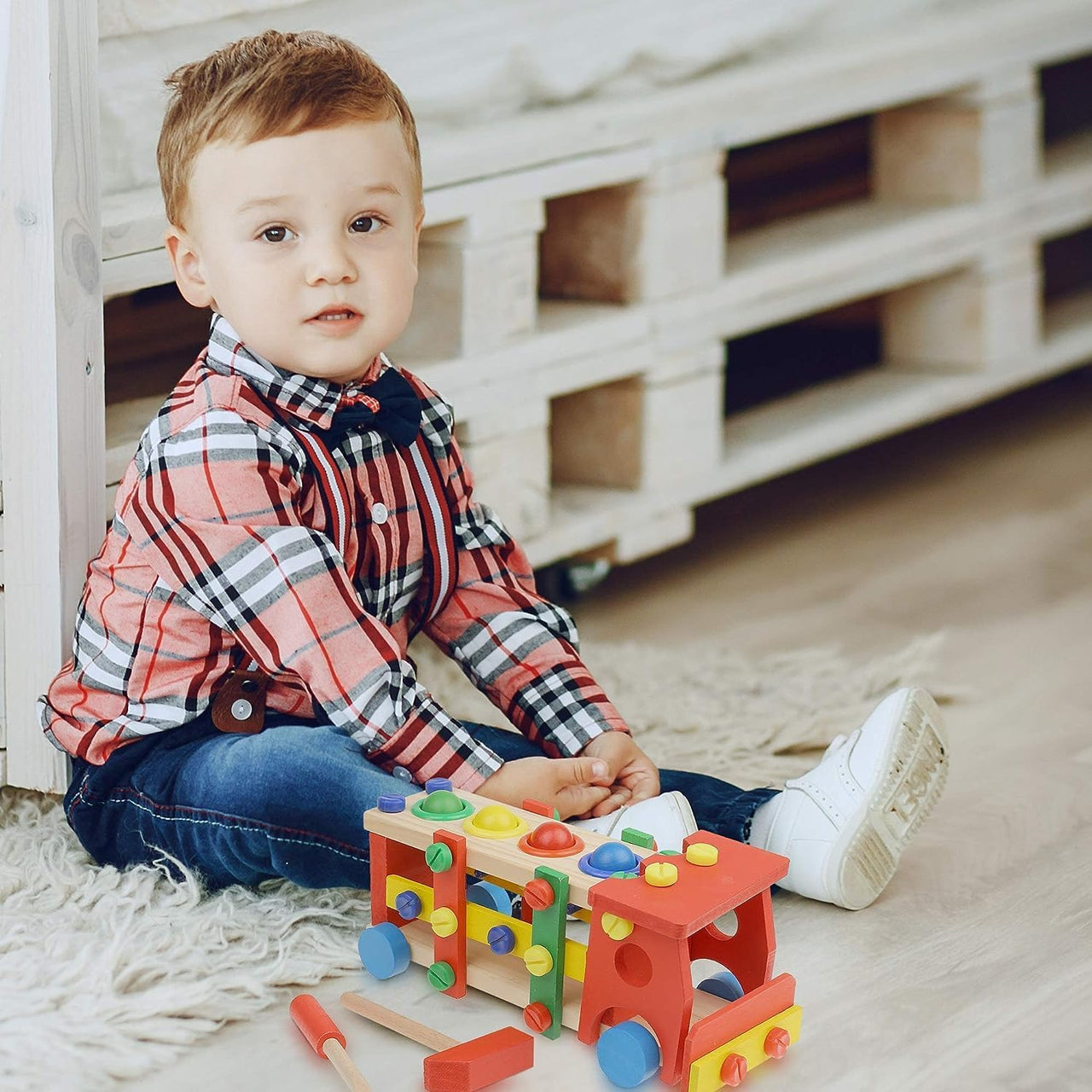 Wooden Multi-functional Reassembly Screw Car