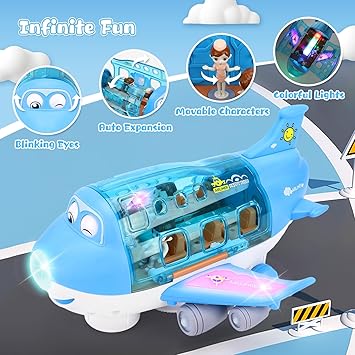 Battery Operated Airliner Toy With Light & Sound - Blue