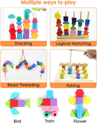 Thumbnail for Wooden Montessori Five Sets Of Pillars & Fishing Game