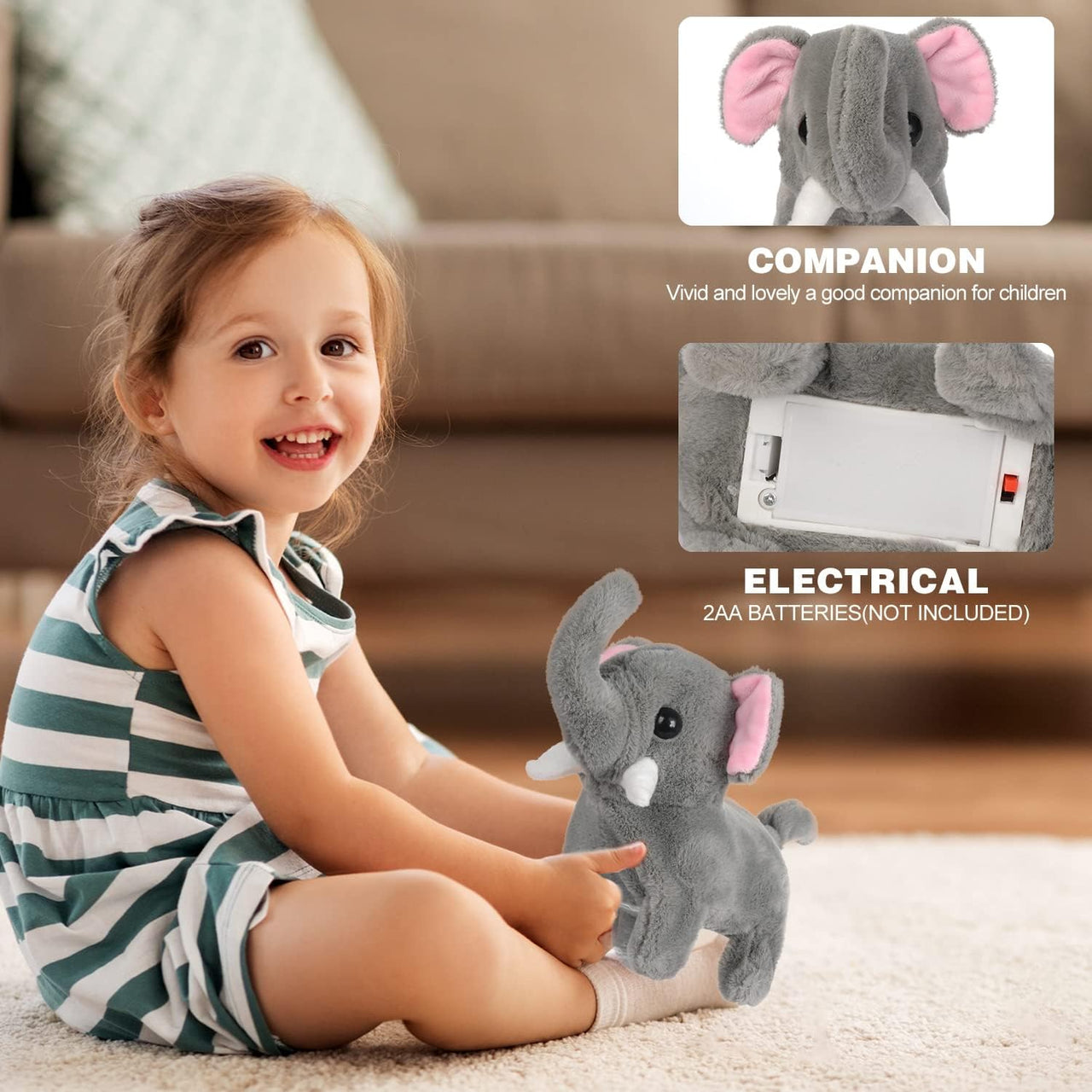 Walking Plush Pet Elephant With Sound & Box