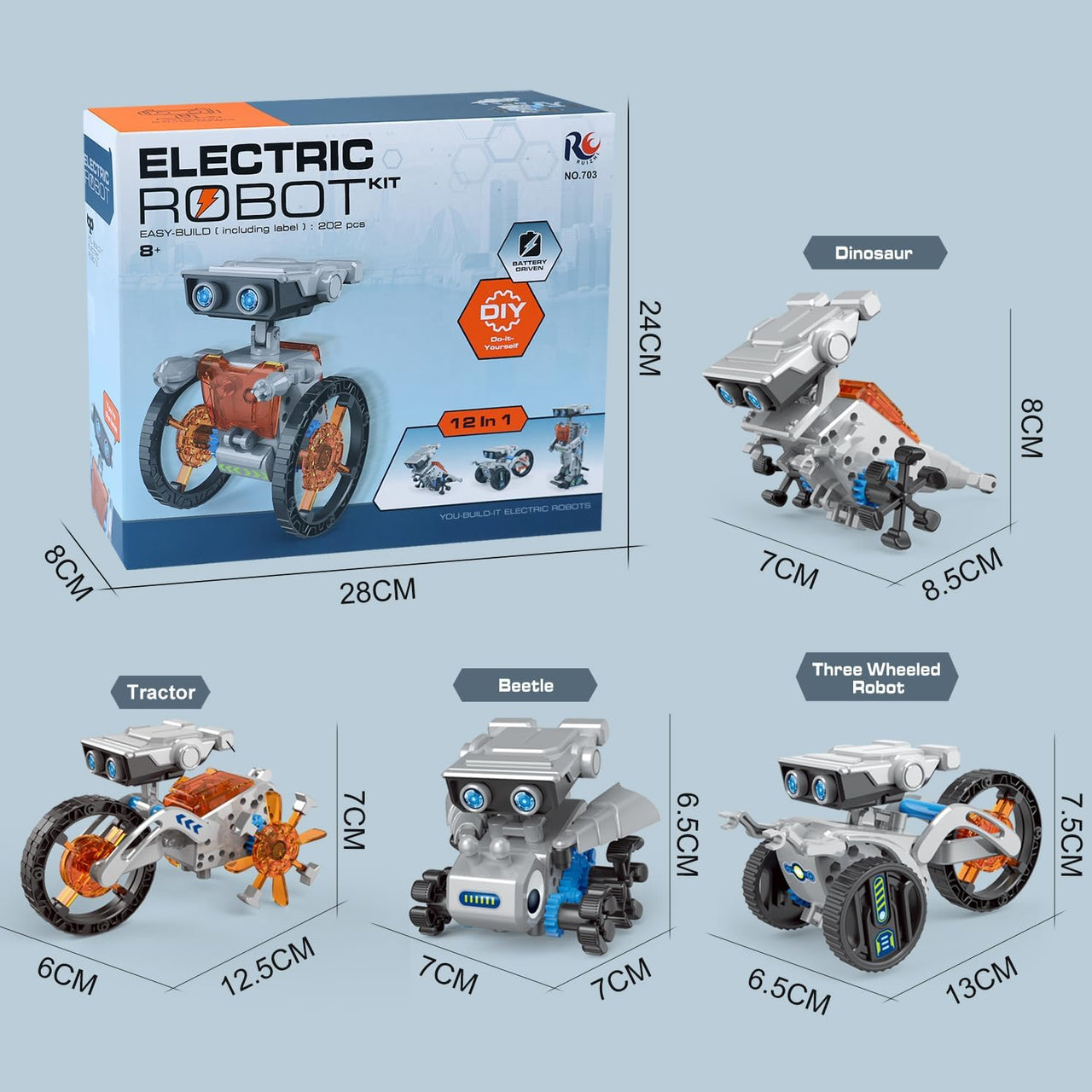 202Pcs DIY Electric Robot Kit