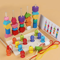 Thumbnail for Wooden Montessori Five Sets Of Pillars & Fishing Game