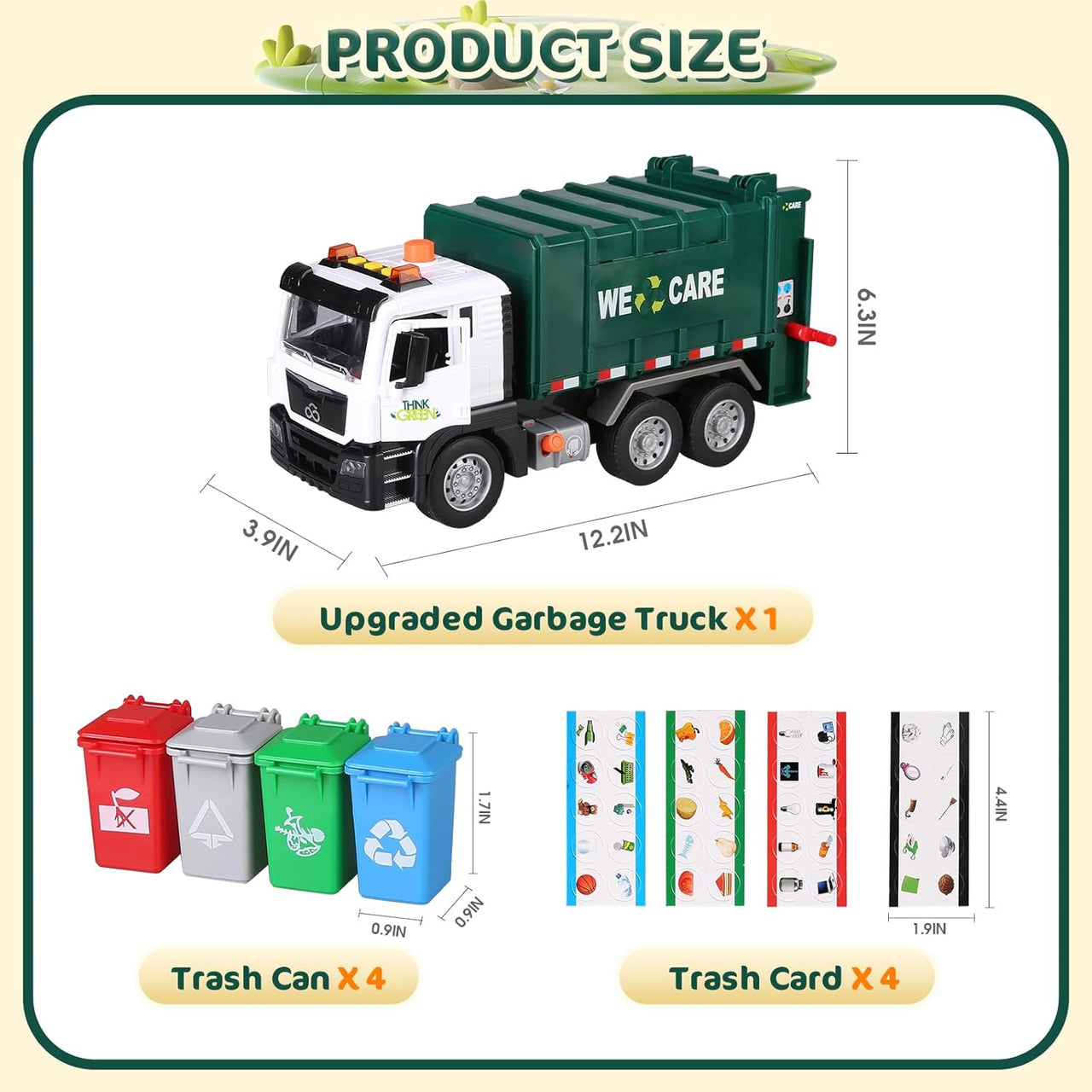 1:10 Friction Garbage Truck With Light & Sound