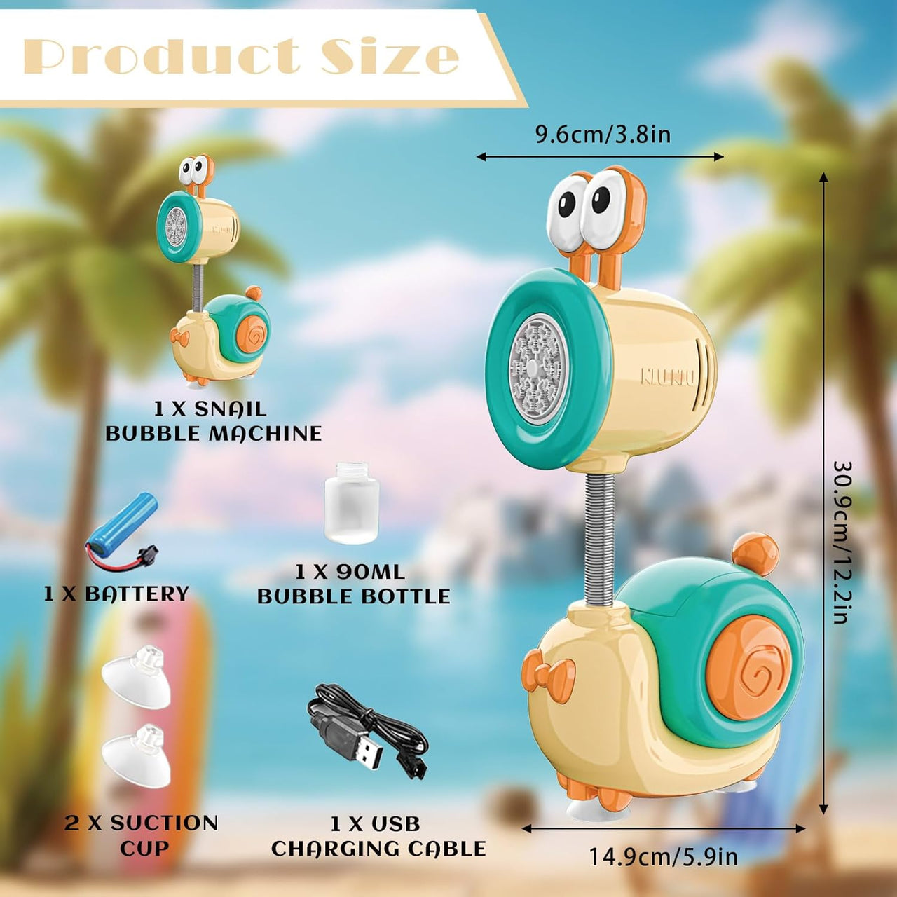 Rechargeable Snail Colorful Bubble Machine