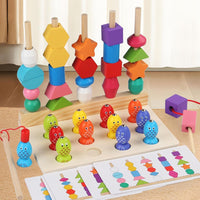 Thumbnail for Wooden Montessori Five Sets Of Pillars & Fishing Game