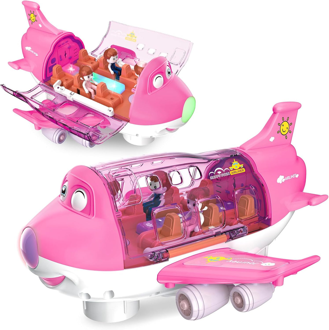 Battery Operated Airliner Toy With Light & Sound - Pink