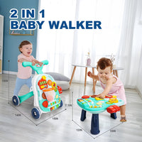 Thumbnail for Huanger 2in1 Baby Musical Walker & Activity Table - Green