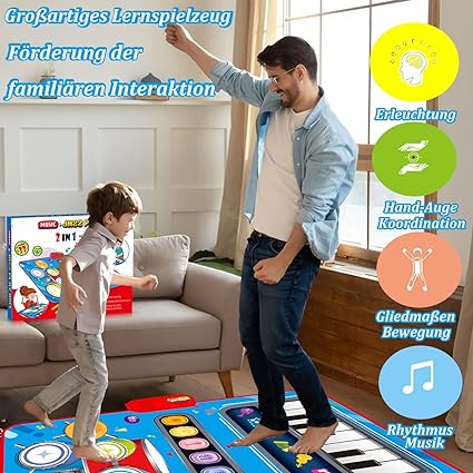 2in1 Electronic Kids Musical Drum Piano Play-Mat