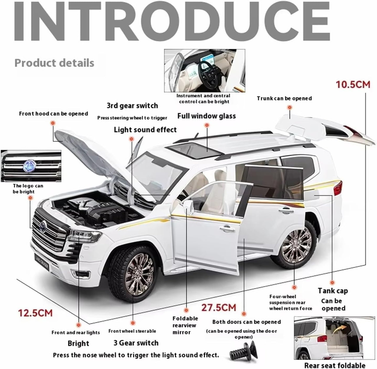 1:18 Diecast Toyota Land Cruiser Model Car