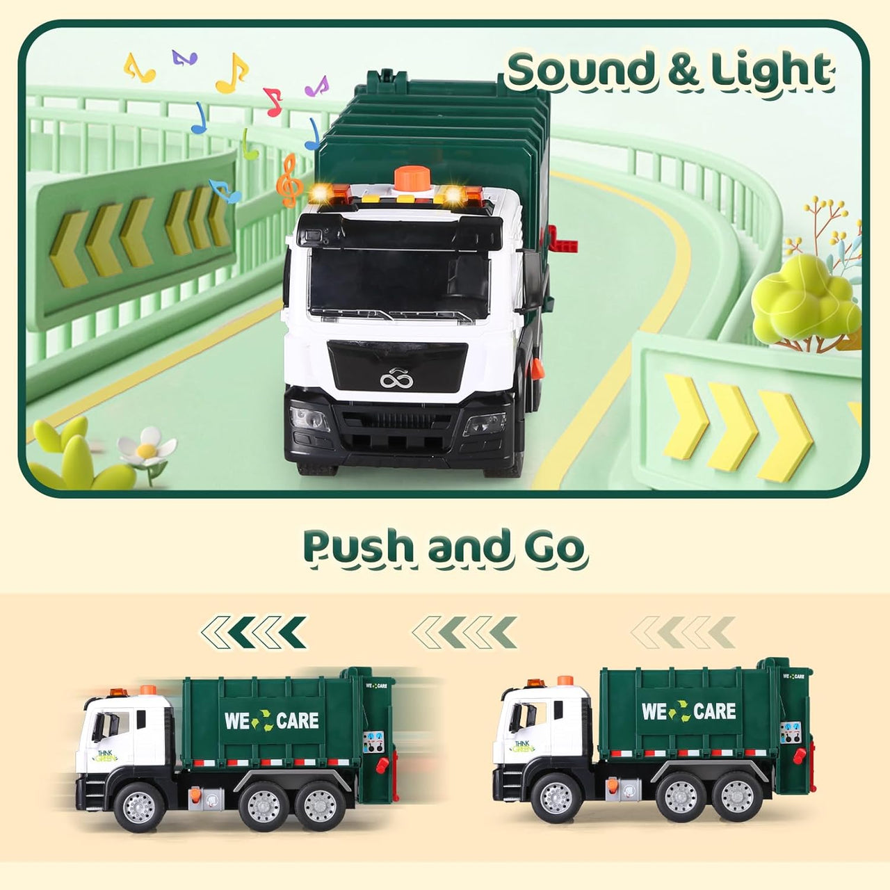 1:10 Friction Garbage Truck With Light & Sound