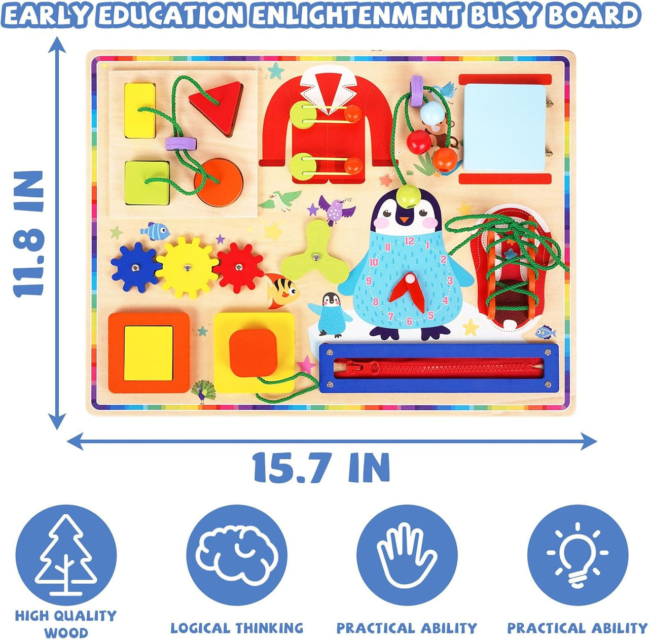 11in1 Wooden Multi-functional Busy Board