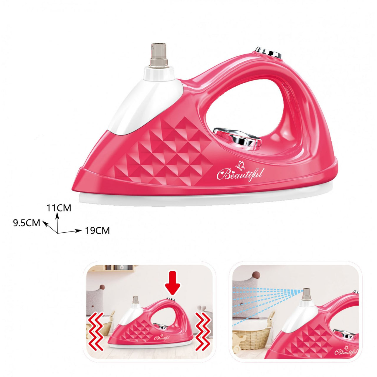 Kids Pretend Play Mini Iron With Water Spray