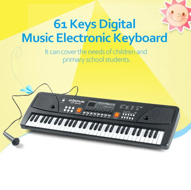 BigFun 61 Keys Electronic Keyboard Piano With Microphone