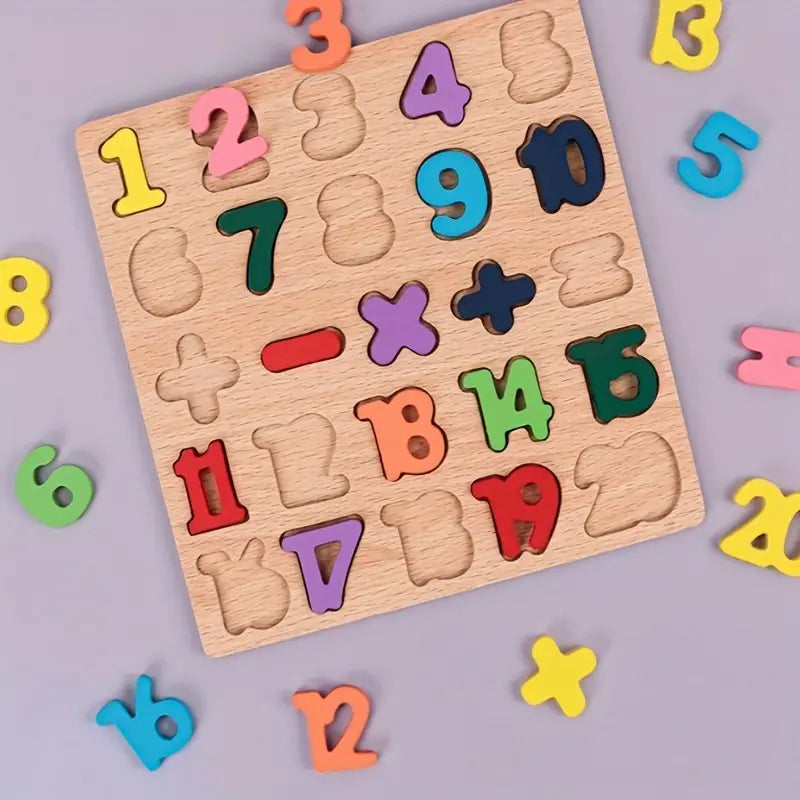 8* Inches Mini Wooden Number Puzzle & Signs Board