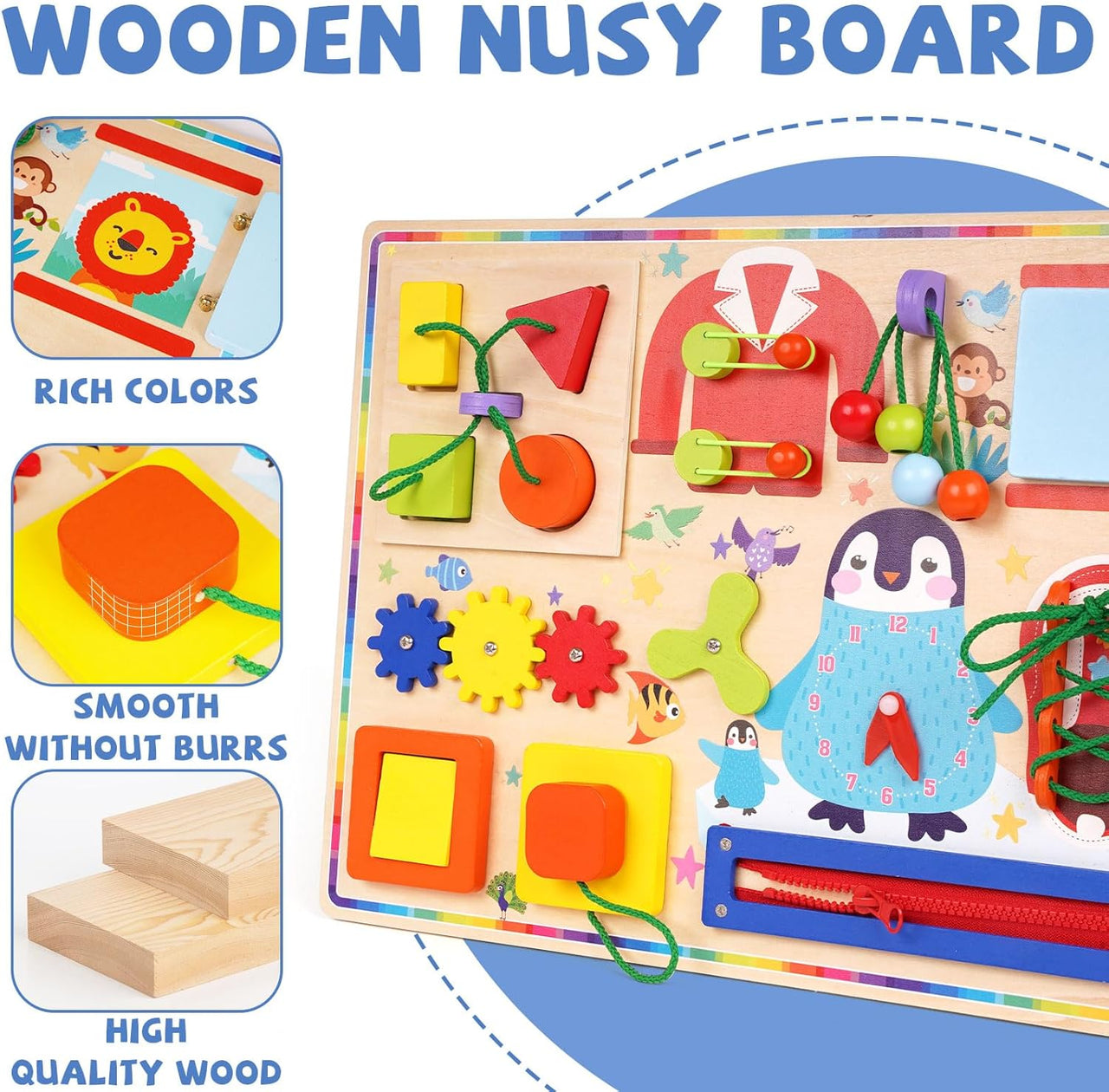 11in1 Wooden Multi-functional Busy Board