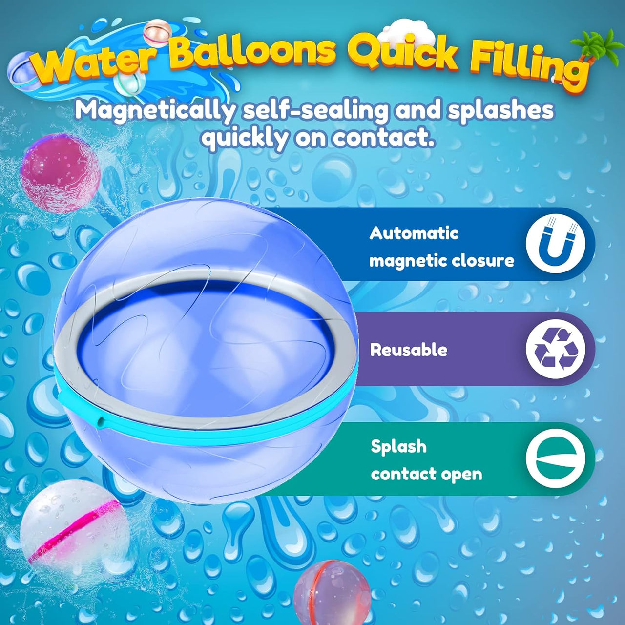 Reusable Soft Silicon Water Balls - Pack Of 6