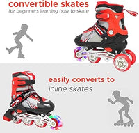 Thumbnail for 8* Inches Children's Four Wheel Roller Skating Shoes - Red