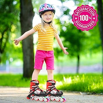 8* Inches Children's Four Wheel Roller Skating Shoes - Red