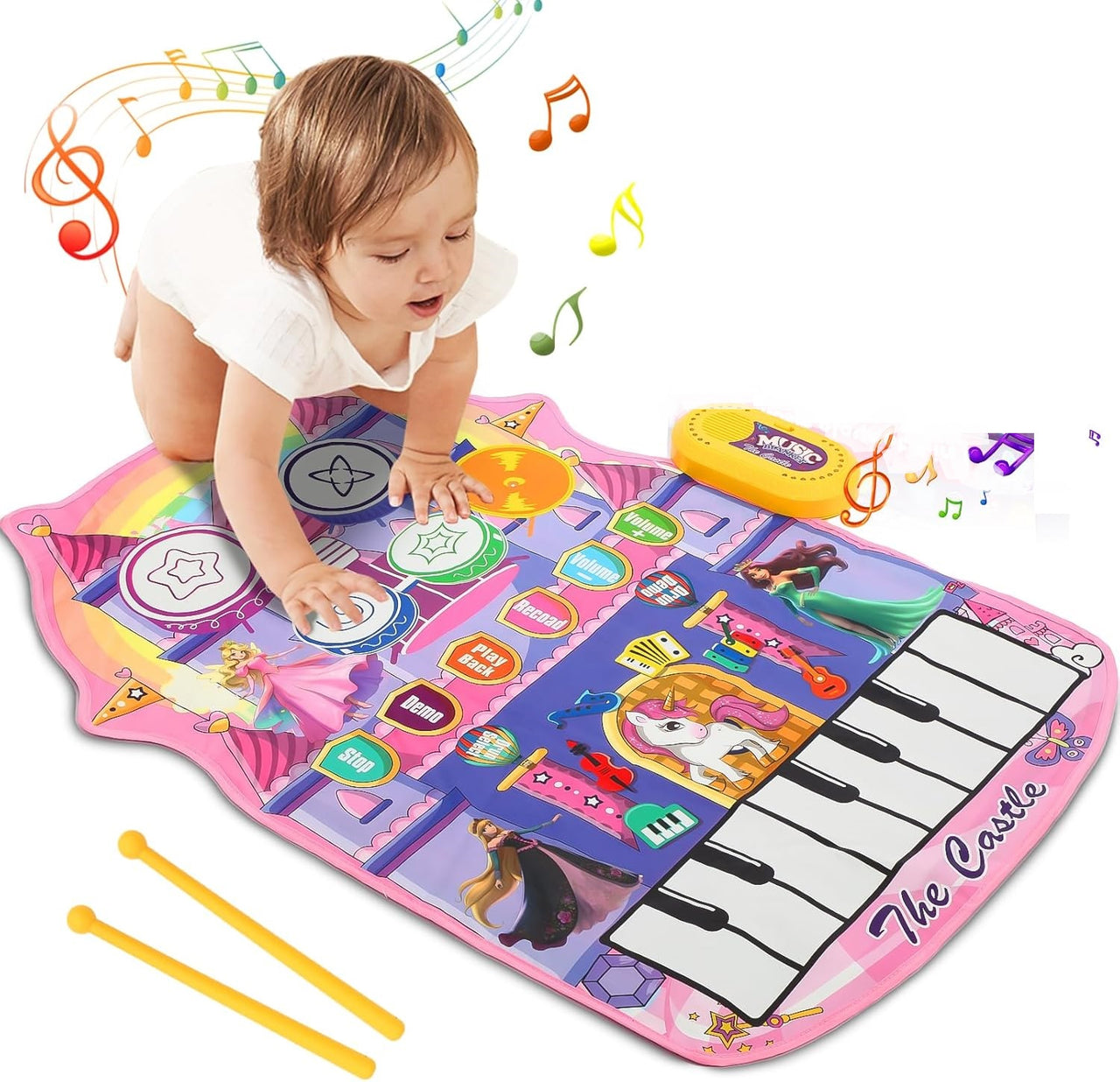 2in1 Princess Electronic Musical Drum & Piano Play Mat