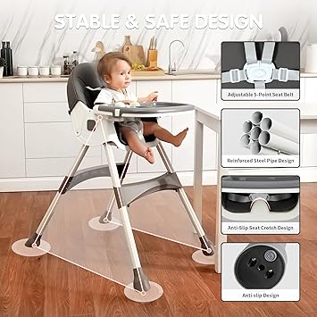 Kidilo 4in1 Convertible High Chair For Kids-Gray