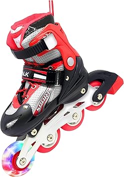 8* Inches Children's Four Wheel Roller Skating Shoes - Red