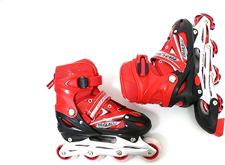 8* Inches Children's Four Wheel Roller Skating Shoes - Red