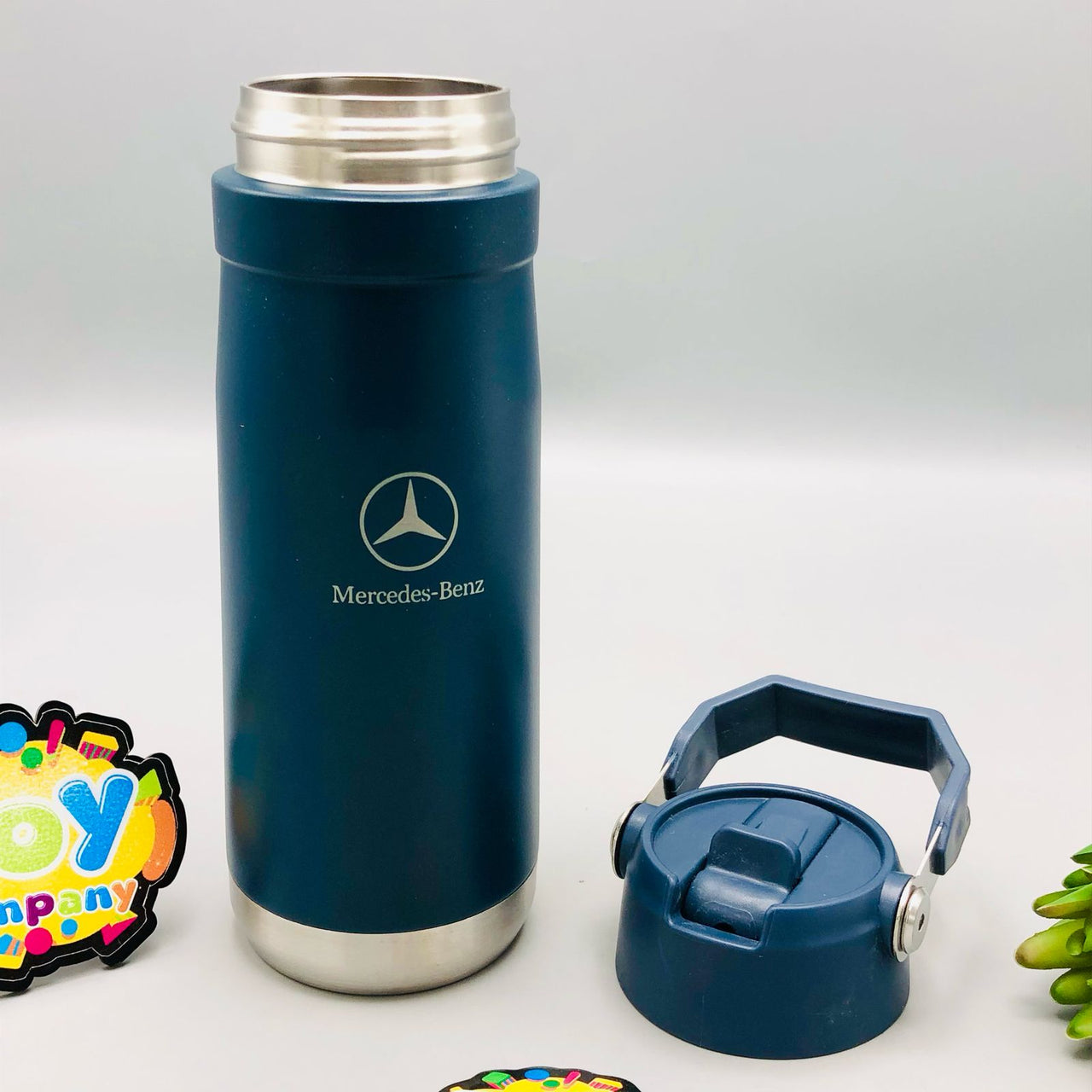 650ml Stainless Steel Mercedes Logo Water Bottle - Blue