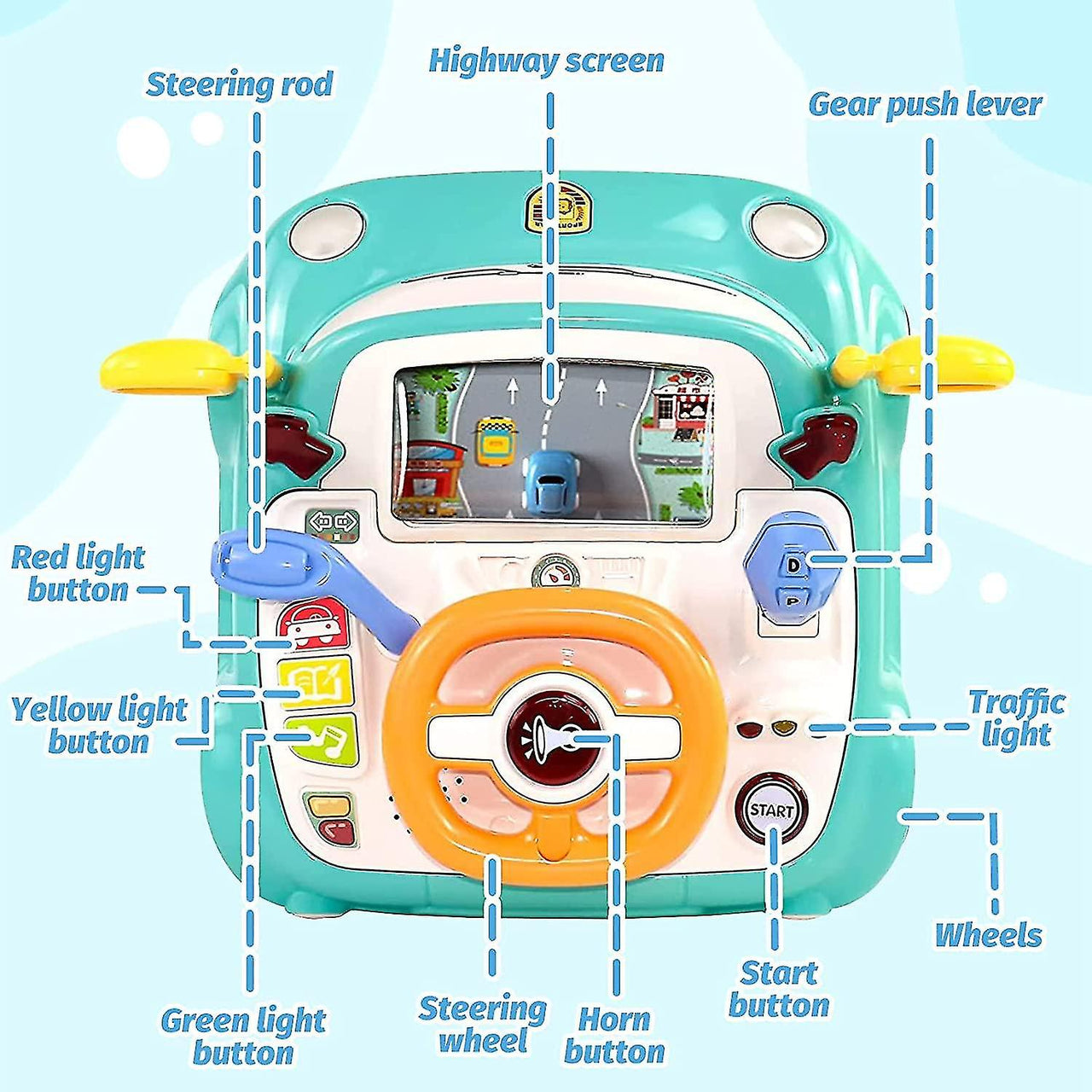 Multi-functional Traffic Driving Steering Wheel With Light & Music