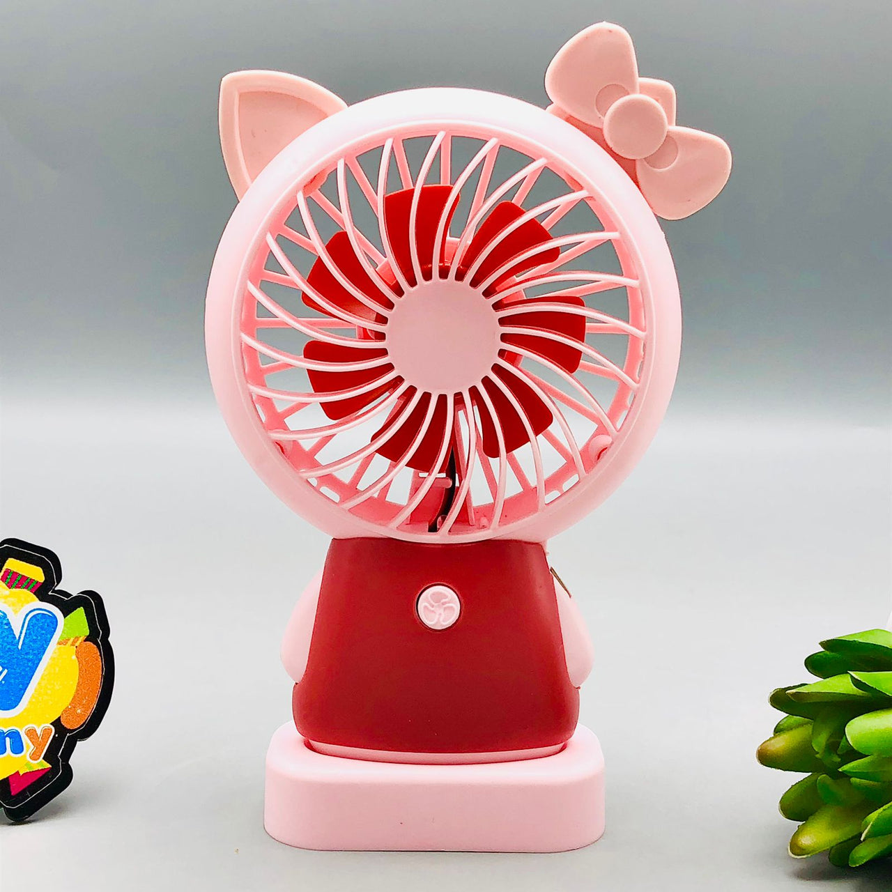 Rechargeable Cute Kitty Style Mini Table Fan With Light